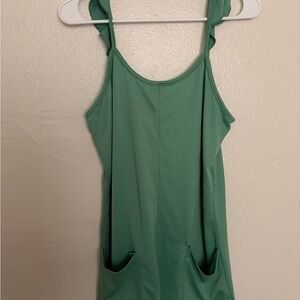 Elegant Green Ruffle Strap Romper